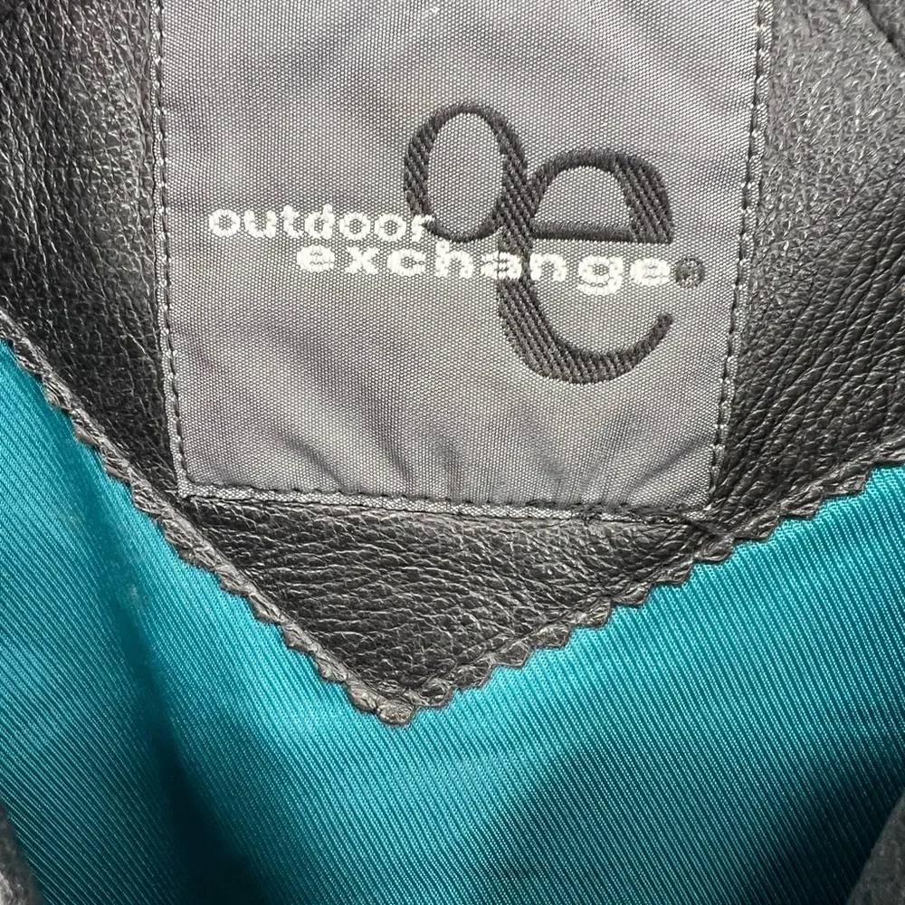 Outdoor Exchange leather jacket coat vintage tie waist medium belted black